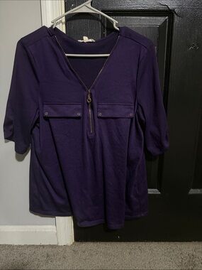 Women's Purple Zip-Front Pocket Tee by